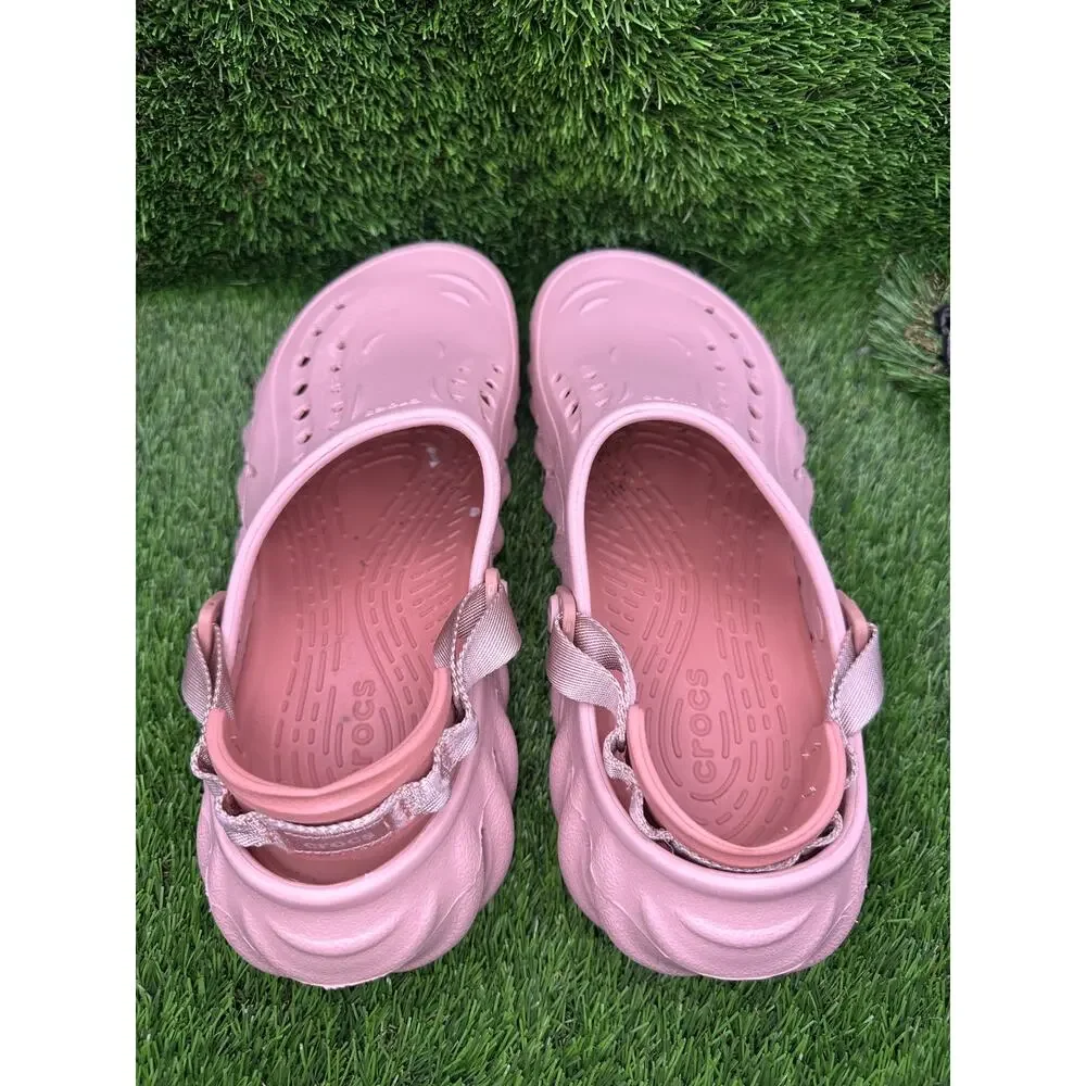 Crocs Echo 207937-6TY Clog Shoes Unisex M8/W10 Pink Rubber Slingback Slip-On